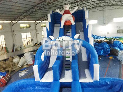Custom Size Bear Blue Clearance Inflatable Water Slides  BY-WS-065